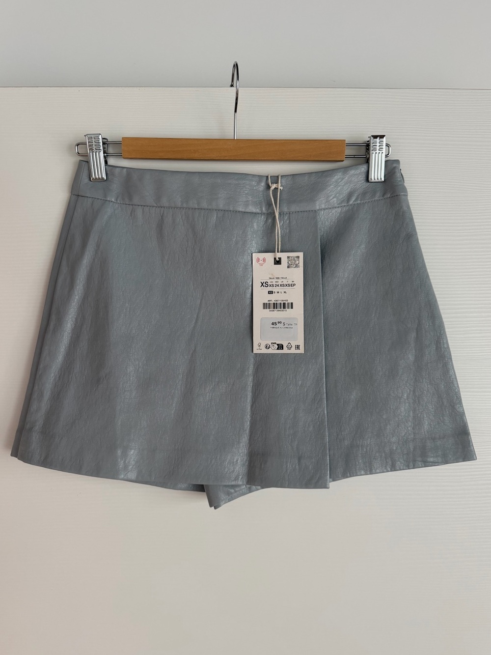 Zara light blue Faux Leather Skort